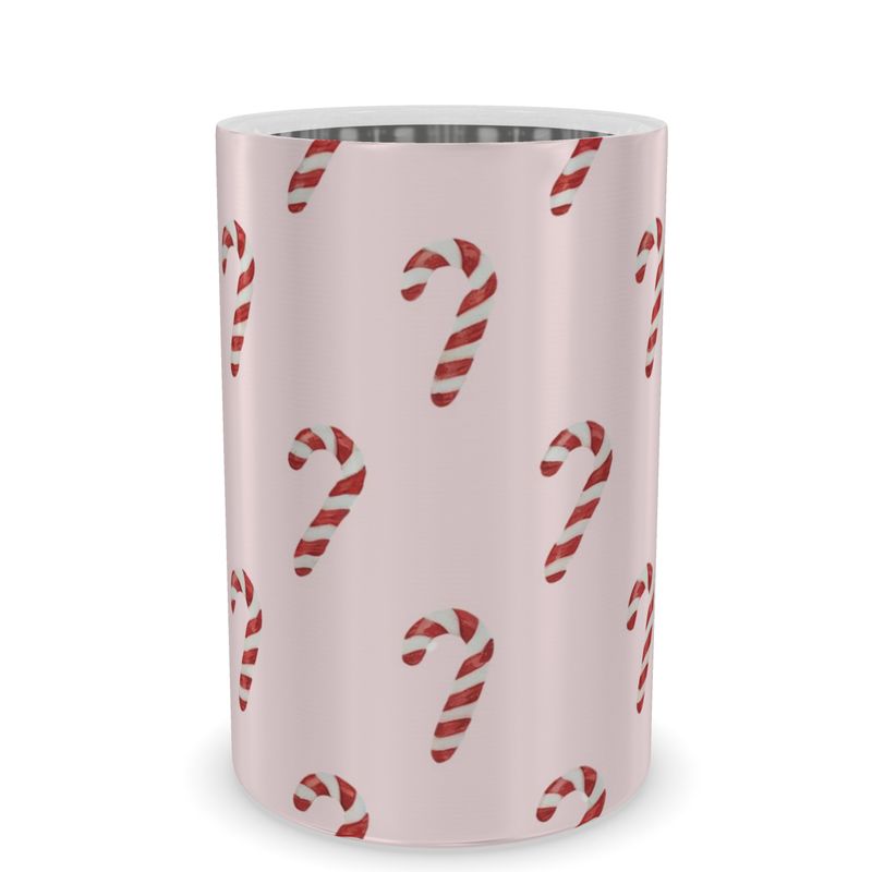 Elegant Christmas Wine Chiller in Pink Candy Cane Design - Luxury Holiday Decor