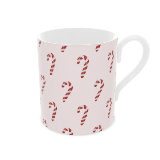 Festive Candy Cane Mug with Bone China Finish - Limited Edition