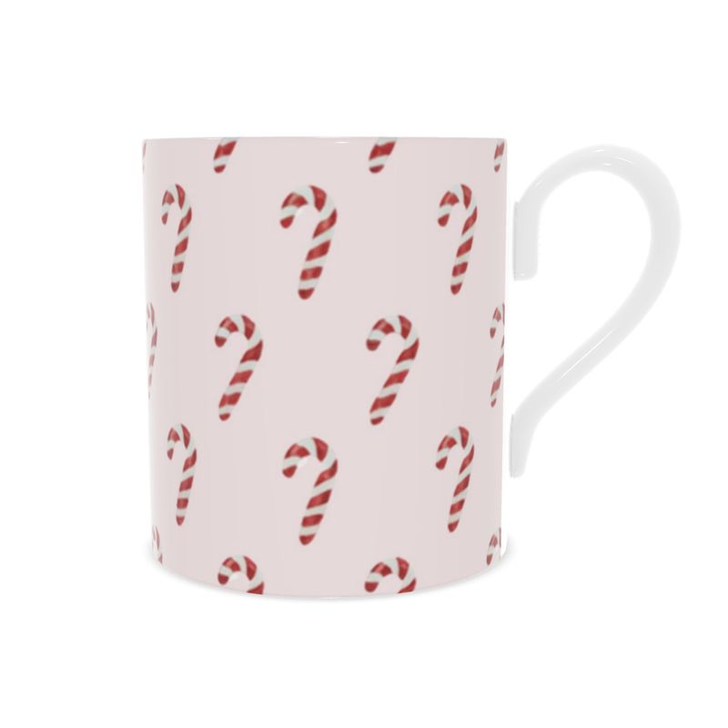 Festive Candy Cane Mug with Bone China Finish - Limited Edition
