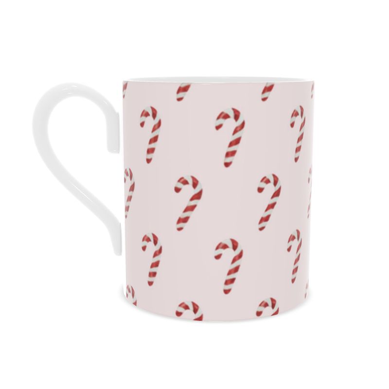 Festive Candy Cane Mug with Bone China Finish - Limited Edition