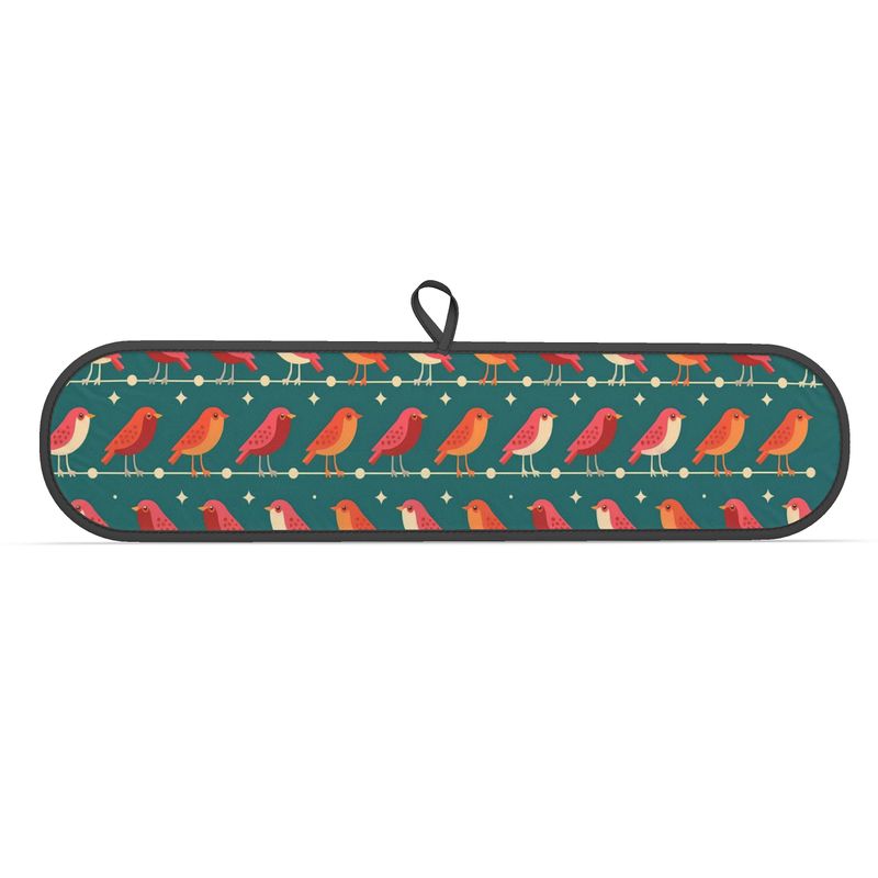 Red and Green Christmas Robins Oven Mitts - Festive Kitchen Accessories