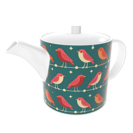 Robin Christmas Tea Pot - Fine Bone China Luxury