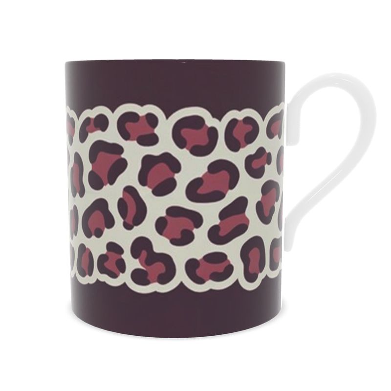 Christmas Leopard Print Bone China Mug - Holiday Gift for Her