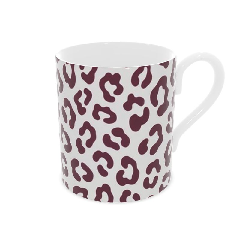 Festive Leopard Print Tea Cup - Christmas Bone China Mug