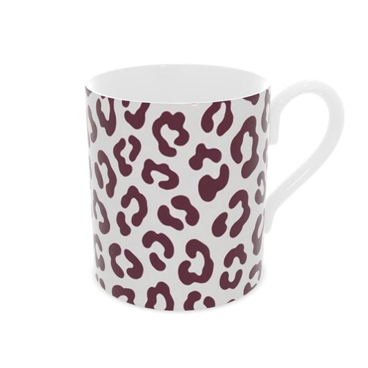 Festive Leopard Print Tea Cup - Christmas Bone China Mug