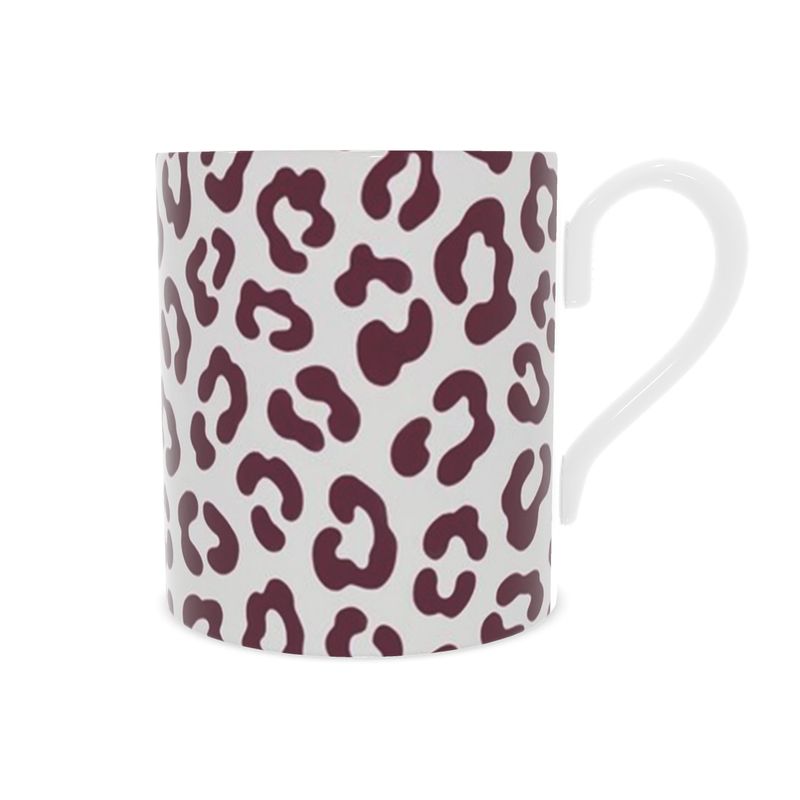 Festive Leopard Print Tea Cup - Christmas Bone China Mug