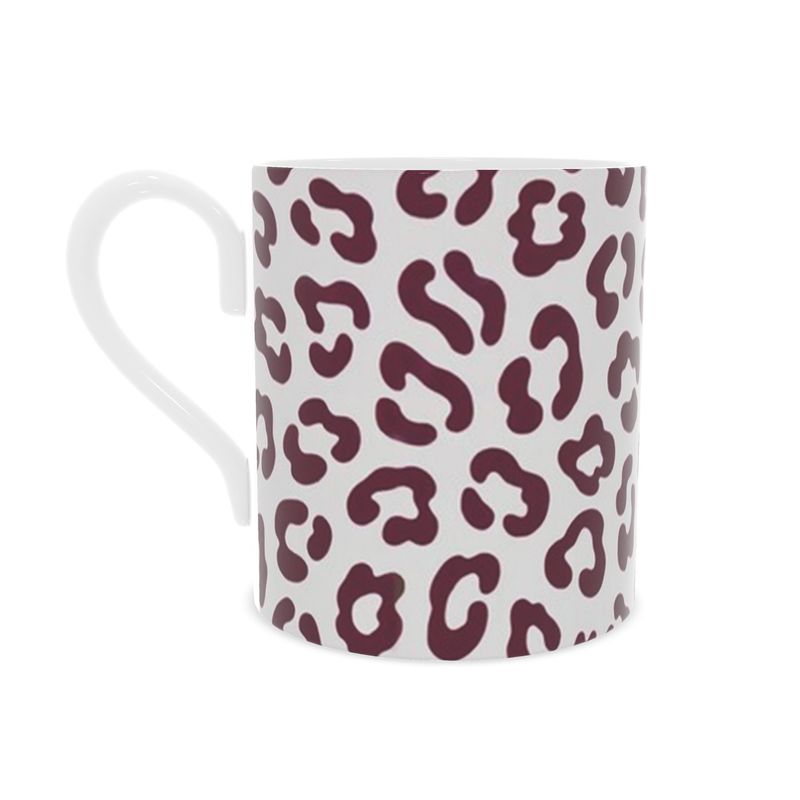 Festive Leopard Print Tea Cup - Christmas Bone China Mug