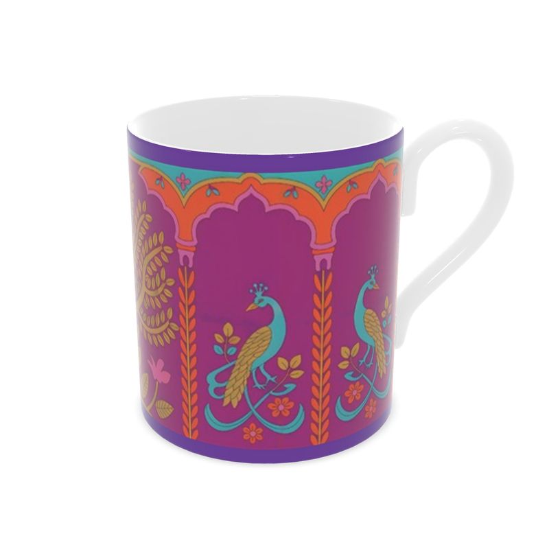 Luxury Peacock Fine Bone China Mug - Unique Asian-Inspired Drinkware