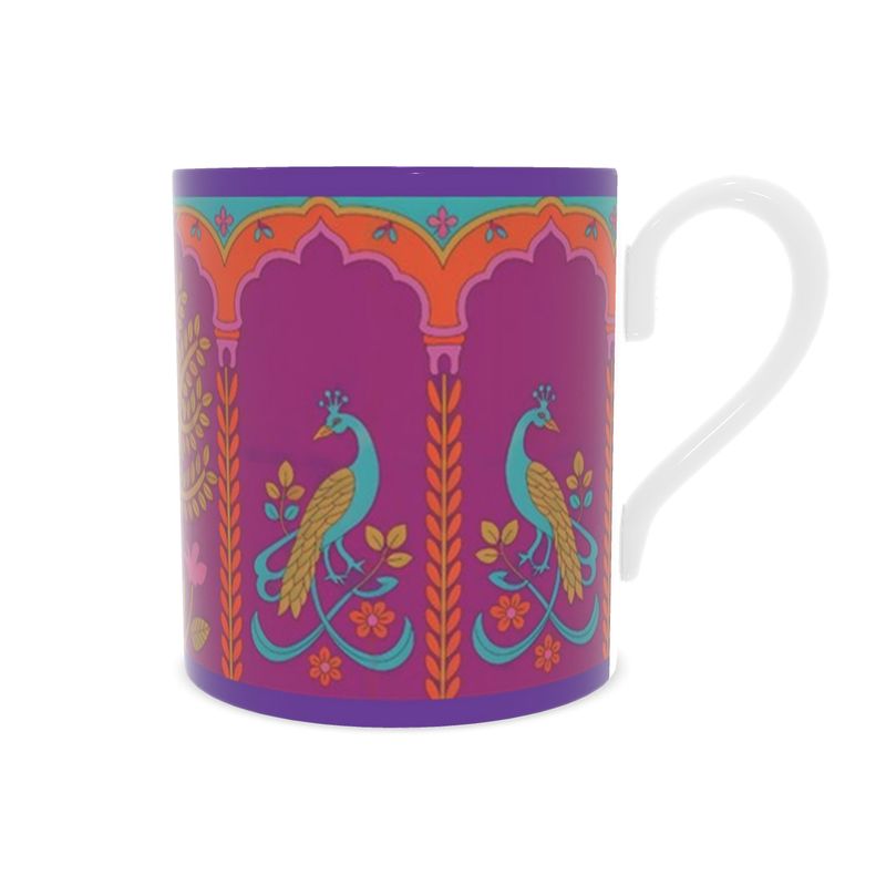 Luxury Peacock Fine Bone China Mug - Unique Asian-Inspired Drinkware