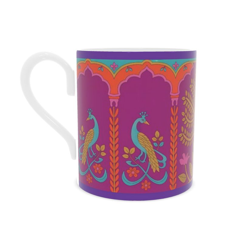 Luxury Peacock Fine Bone China Mug - Unique Asian-Inspired Drinkware