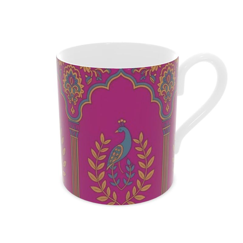 Luxury Asian Peacock Fine Bone China Mug - Elegant Tea Cup