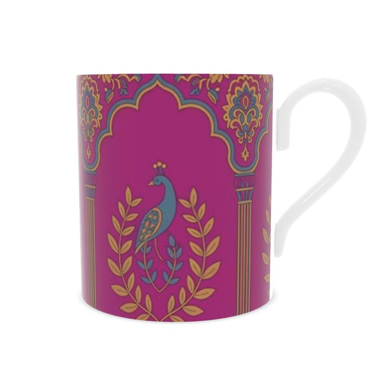 Luxury Asian Peacock Fine Bone China Mug - Elegant Tea Cup