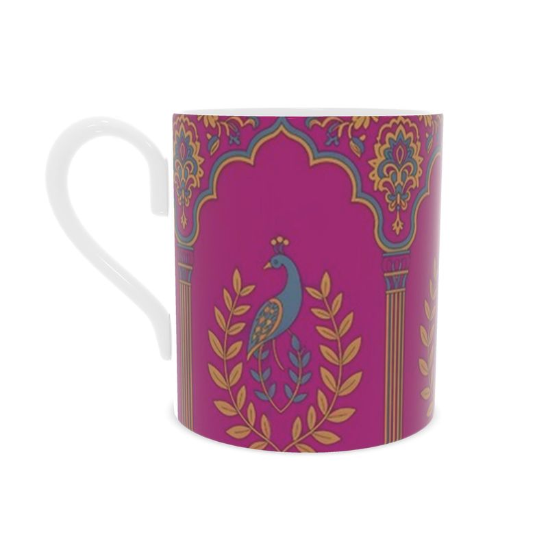 Luxury Asian Peacock Fine Bone China Mug - Elegant Tea Cup