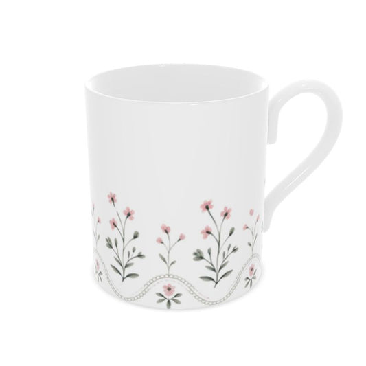 Delicate Floral Design Fine Bone China Mug – Cottage Chic Drinkware