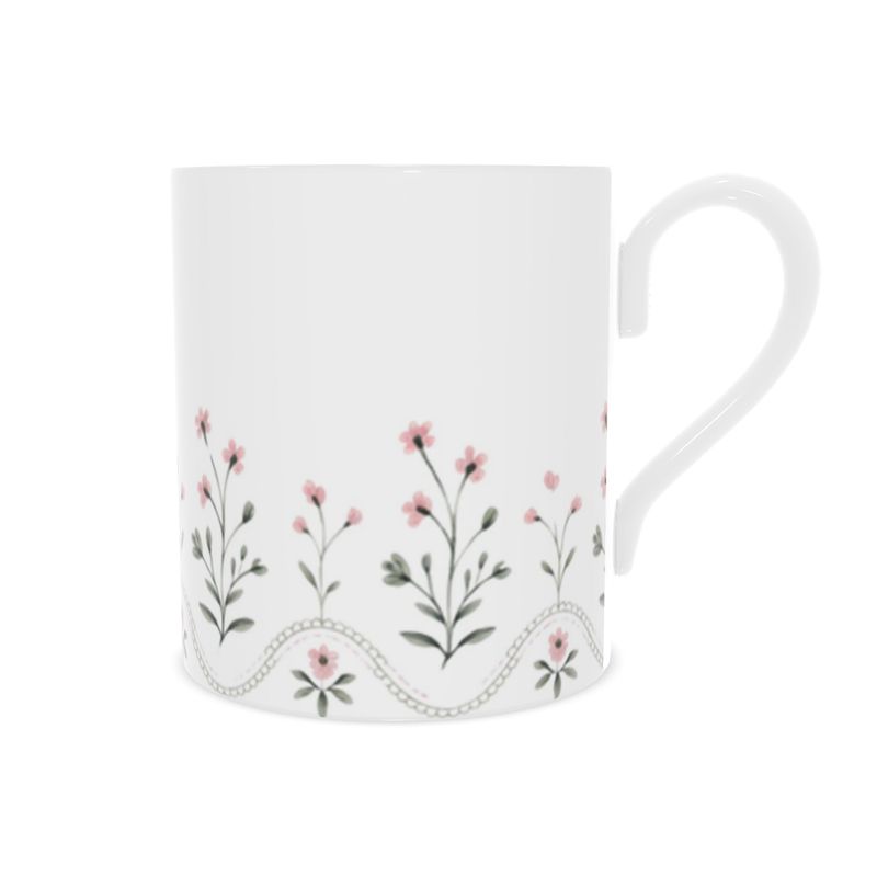 Delicate Floral Design Fine Bone China Mug – Cottage Chic Drinkware