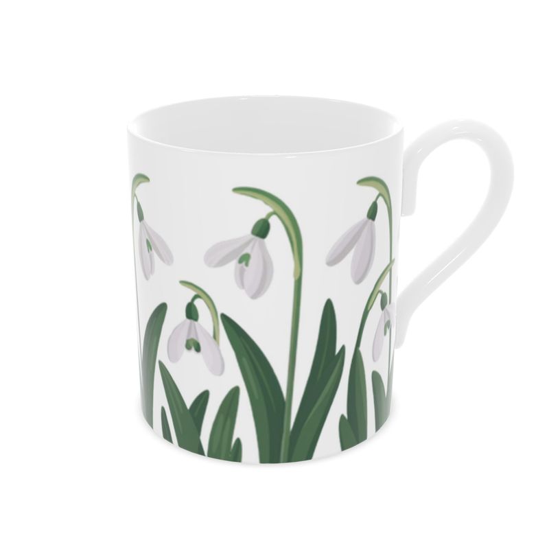 Elegant Snowdrop Floral Fine Bone China Mug - Perfect Gift