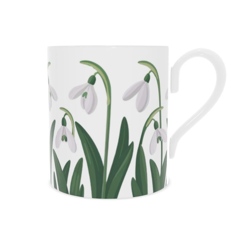 Elegant Snowdrop Floral Fine Bone China Mug - Perfect Gift