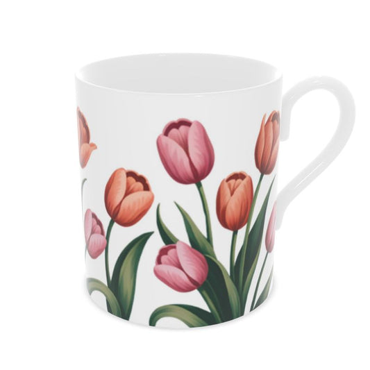 Elegant Cottage Tulips Fine Bone China Mug - Home & Kitchen Decor