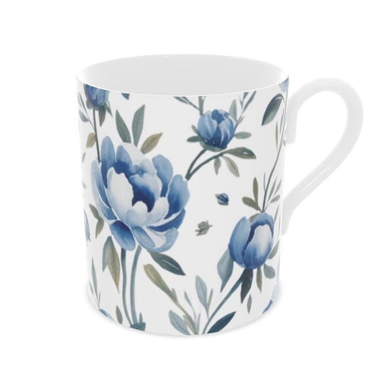 Peony Floral Fine Bone China Mug – Elegant Teacup for Tea Lovers