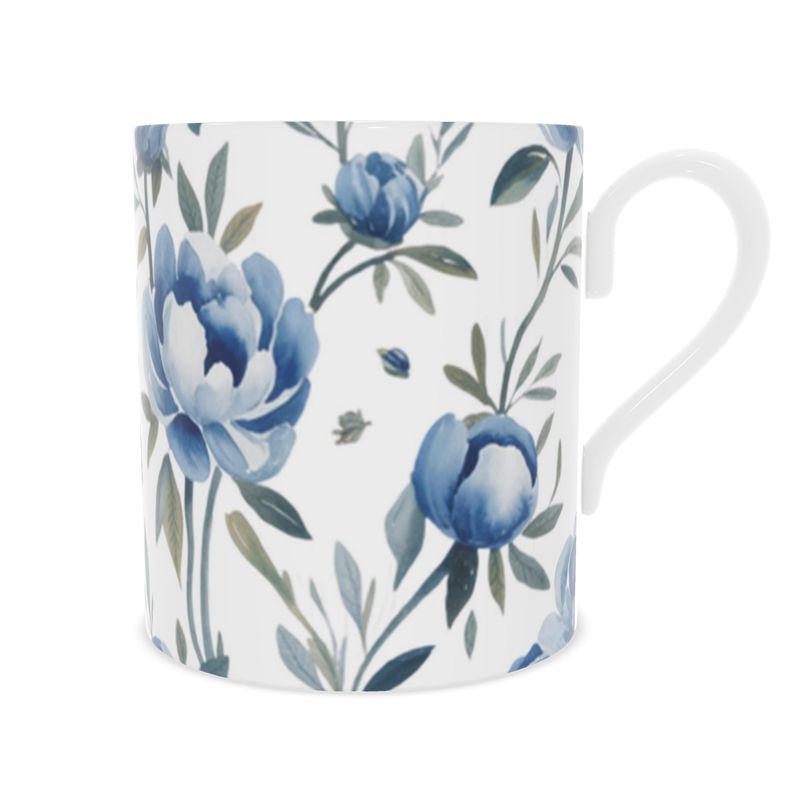 Peony Floral Fine Bone China Mug – Elegant Teacup for Tea Lovers