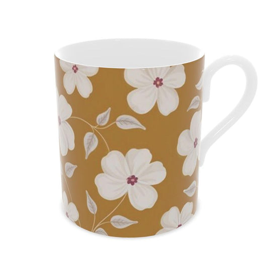 Amber Floral Fine Bone China Mug - Exquisite Drinkware