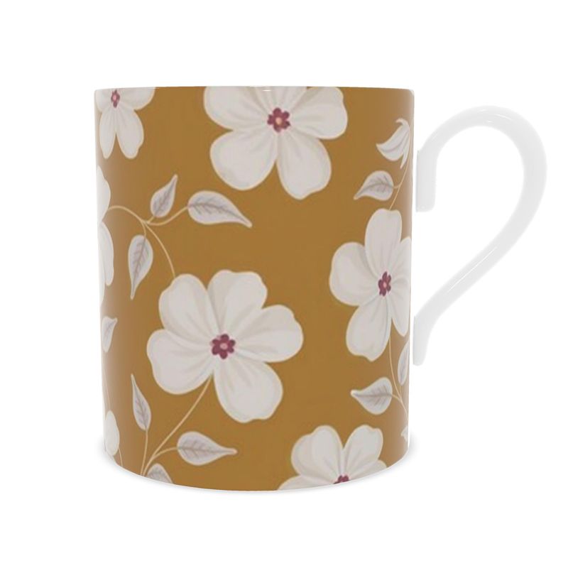 Amber Floral Fine Bone China Mug - Exquisite Drinkware