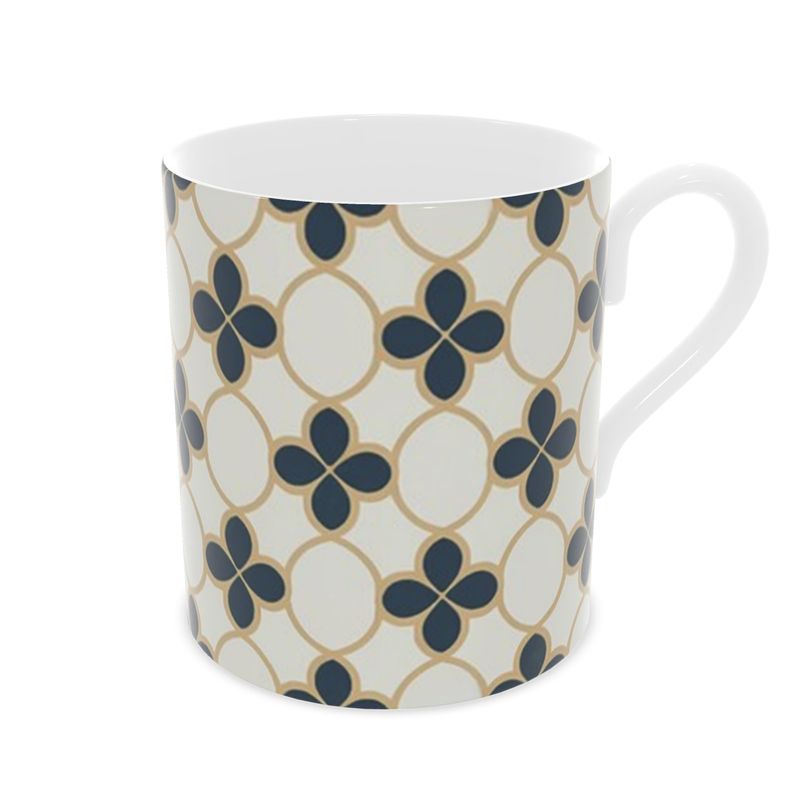 Luxury Black and Gold Geometric Fine Bone China Mug
