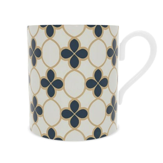 Luxury Black and Gold Geometric Fine Bone China Mug