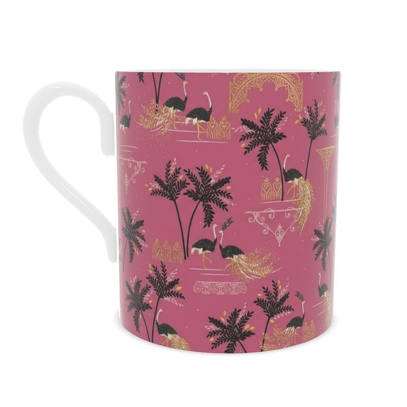 Fine Bone China Mug in Ostrich Pink - Stylish Drinkware