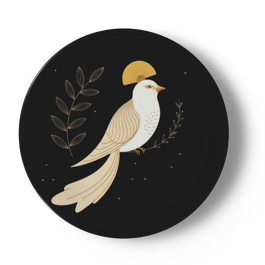 Exquisite White Bird Design Bone China Plate – Luxury Tableware