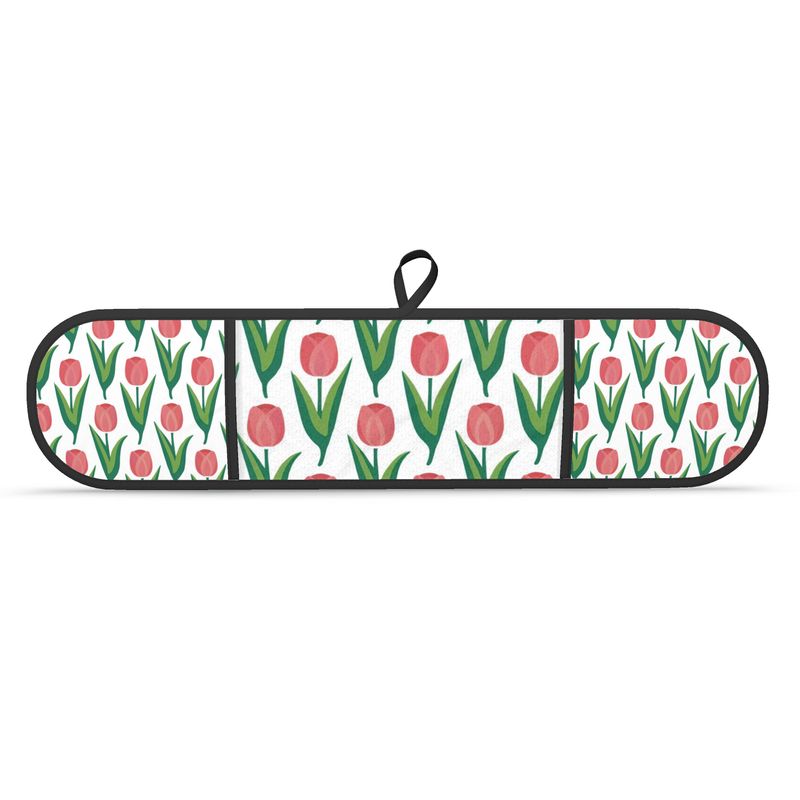 Tulip Pattern Double Oven Glove - Stylish Kitchen Accessory