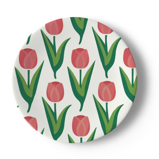 Tulip Bone China Plate - Elegant Floral Dinnerware