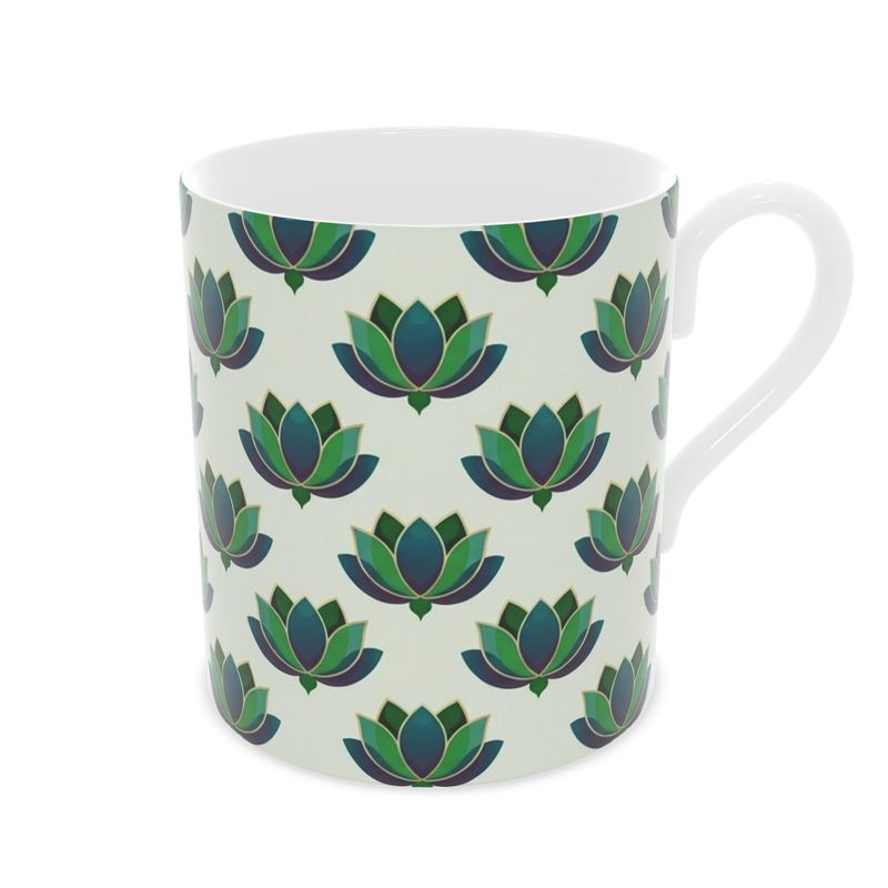 Luxury Lotus Flower Fine Bone China Mug | Elegant Tea Coffee Cup
