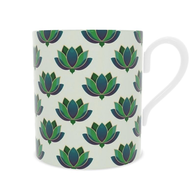Luxury Lotus Flower Fine Bone China Mug | Elegant Tea Coffee Cup