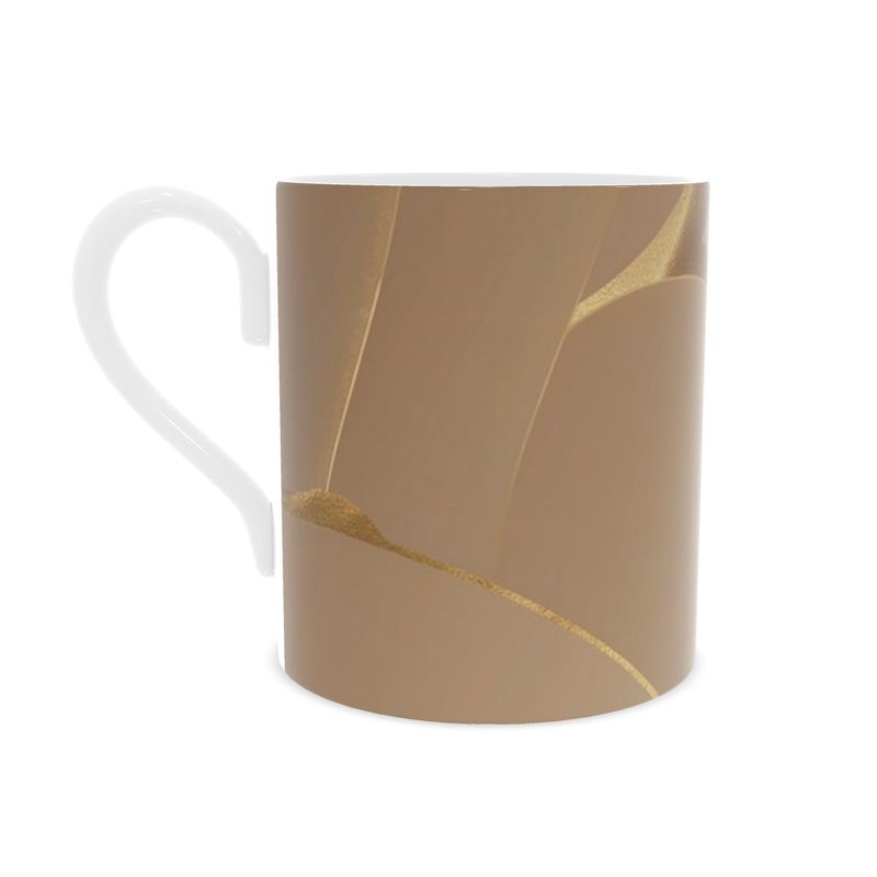 Elegant Taupe and Gold Fine Bone China Mug - Luxury Drinkware