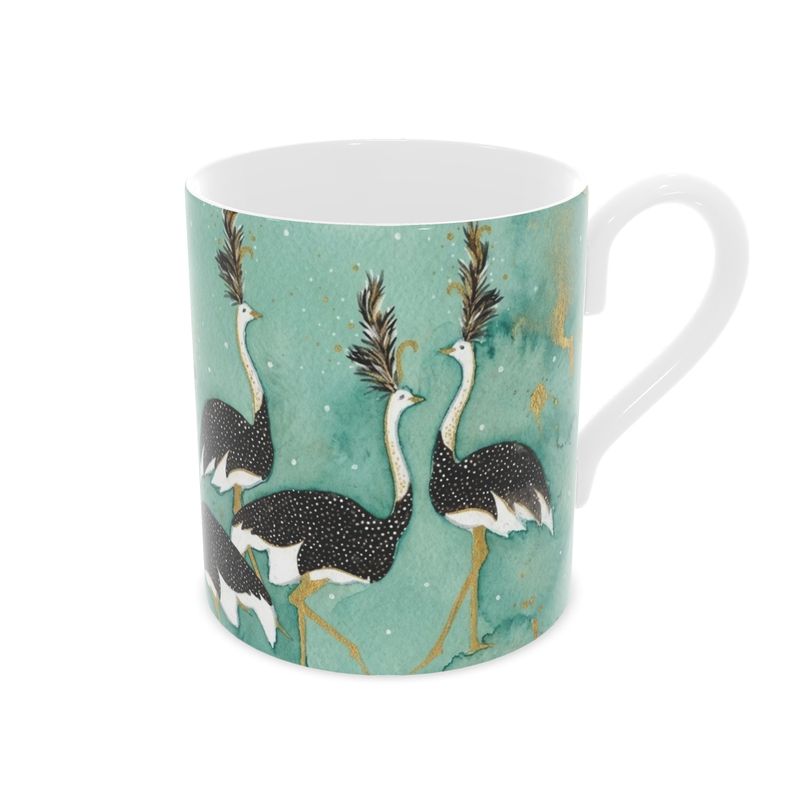 Luxury Fine Bone China Mug - Ostrich Design