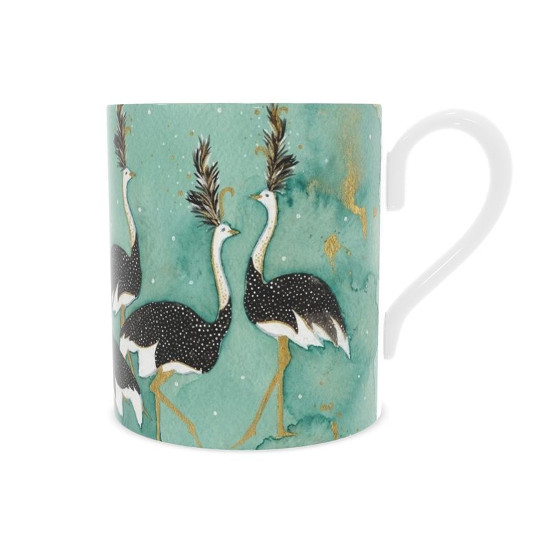 Luxury Fine Bone China Mug - Ostrich Design