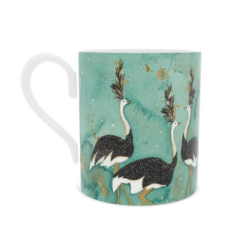Luxury Fine Bone China Mug - Ostrich Design