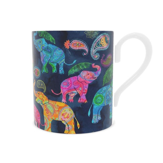 Asian Elephant Fine Bone China Mug - Elegant Wildlife Design