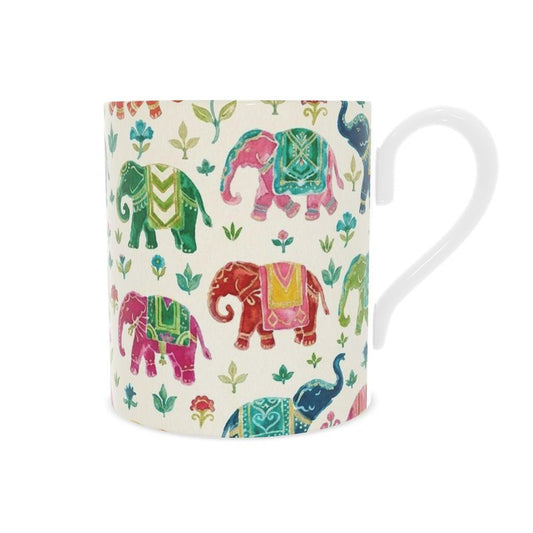 Asian Elephant Fine Bone China Mug - Elegant Elephant Design