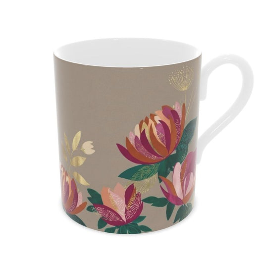 Luxury Fine Bone China Mug with Wild Floral Design