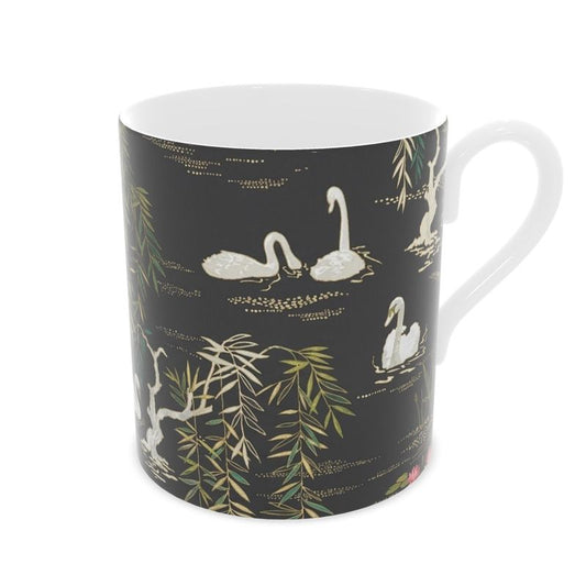 Black Swan Fine Bone China Mug - Stylish Tea or Coffee Cup