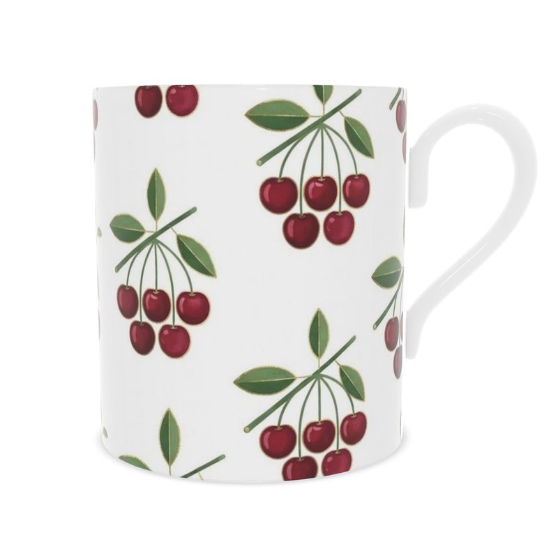 Mediterranean Cherries Bone China Mug - Elegant Coffee Cup