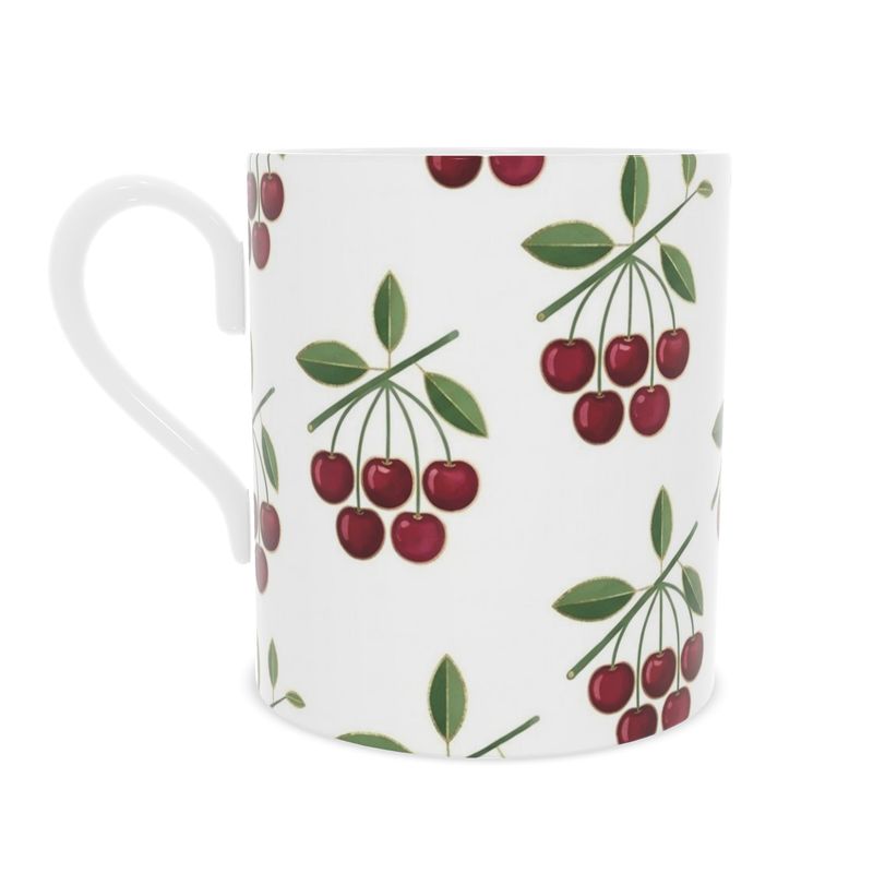 Mediterranean Cherries Bone China Mug - Elegant Coffee Cup