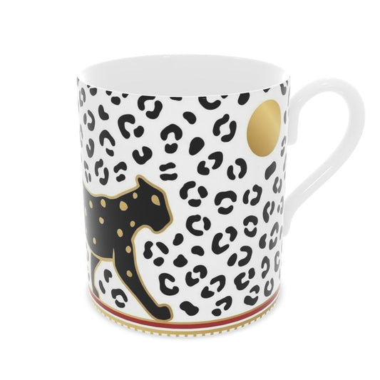 Elegant Black Panther Mug - Fine Bone China