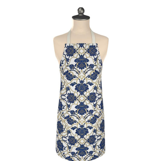 Elegant Blue & Gold Apron | Stylish Kitchen Wear for Chefs