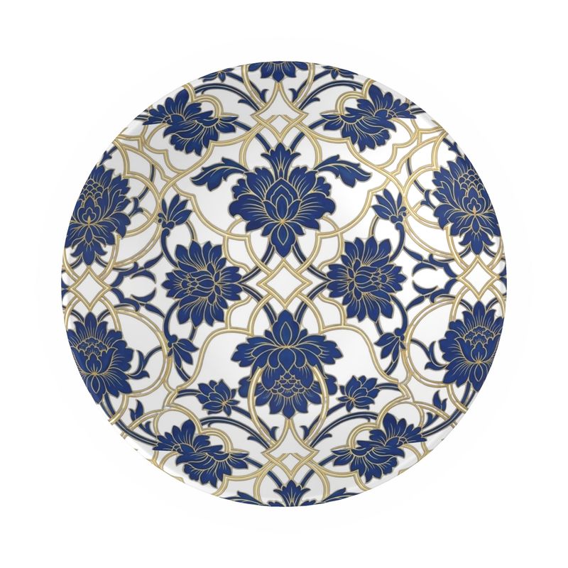 Elegant Blue & Gold Snack Bowl for Parties | Decorative Serving Dish