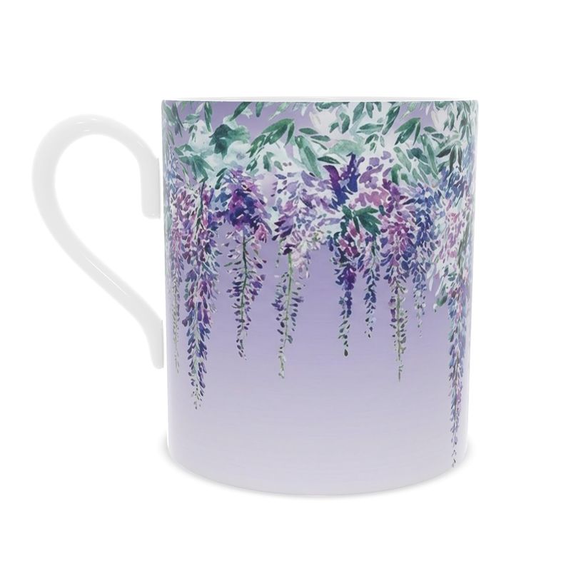 Purple Wisteria Fine Bone China Mug - Gorgeous Floral Design