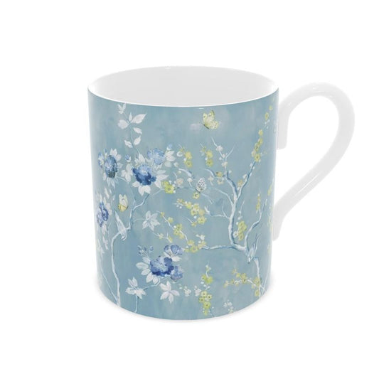 Charming Blue Floral Fine Bone China Mug - Perfect Gift Idea