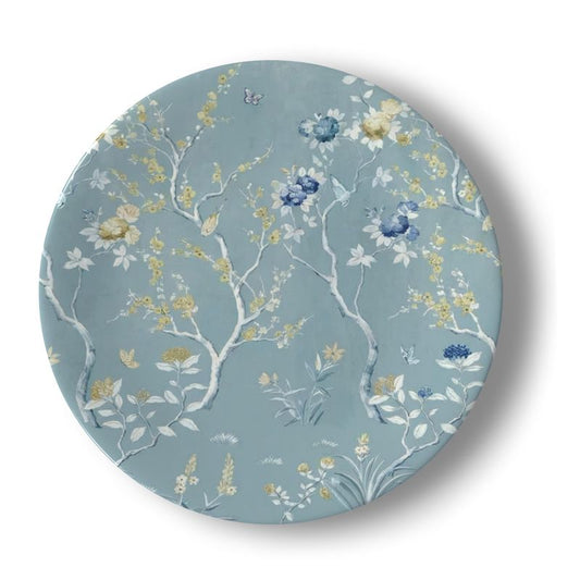 Elegant Blue Floral Bone China Plate - Floral Design Dinnerware